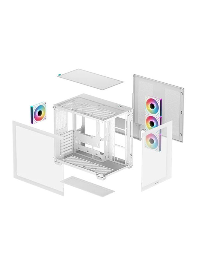 DEEPCOOL CG530 4F WH ATX Mid Tower Chassis – Tempered Glass, Dual USB 3.0, USB Type-C, 7 Expansion Slots, 3x120mm ARGB Fans (PWM), Magnetic Dust Filters, 45mm Cable Management, ATX/Micro-ATX/ITX Support, 410mm GPU, 160mm CPU Cooler, Radiator Support (Top: 120-360mm, Side: 120-280mm, Bottom: 120-360mm), 2.5”/3.5” Drive Bays | R-CG530-WHADA4-G-1  - Image 4