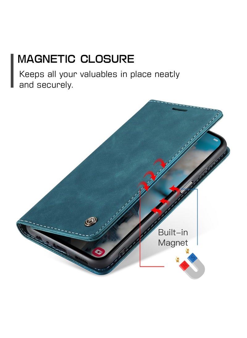 CaseMe Phone Case Luxury PU Leather Design 013 Flip Cover Card Slot Holder Cover For Samsung Galaxy A15 (Green) - Image 3