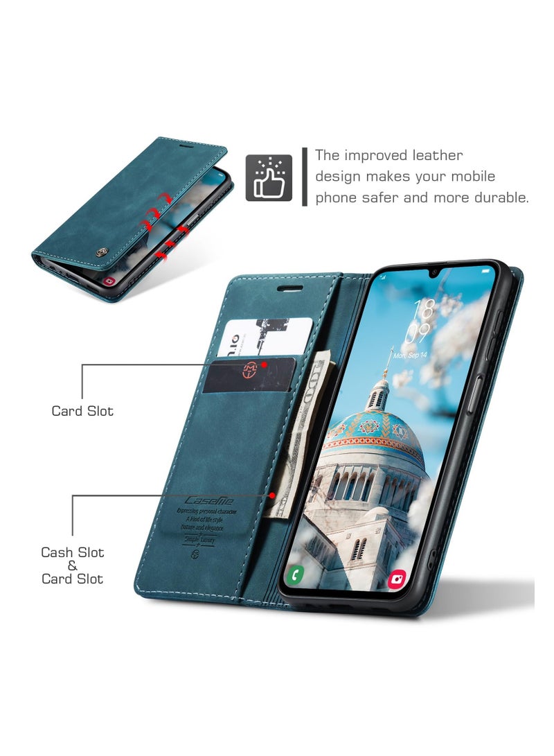 CaseMe Phone Case Luxury PU Leather Design 013 Flip Cover Card Slot Holder Cover For Samsung Galaxy A15 (Green) - Image 4