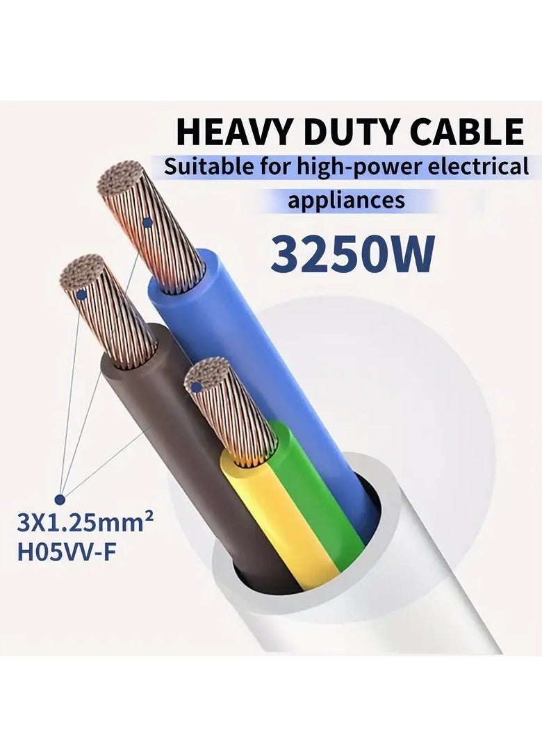 McDou Tower Extension Cable with USB Slot, 8-way 4 USB (2 USB-A & 2 USB C) Multi-Plug Tower Extension Cable, Surge Protected Extension Cable with Switch, 1.5 Meter Extension Cable, Extension Cables for Home, Office  - Image 5