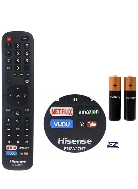 Universal Remote Control EN2A27HT – Compatible with All Hisense Smart 4K HDR TVs – Works with 40H5D, 43H5D, 43H6D, 50DU6070, 50H5D, 50H6D, 55DU6070, 55H6D, 60DU6070, 65H6D Models – Easy Setup & Full Functionality