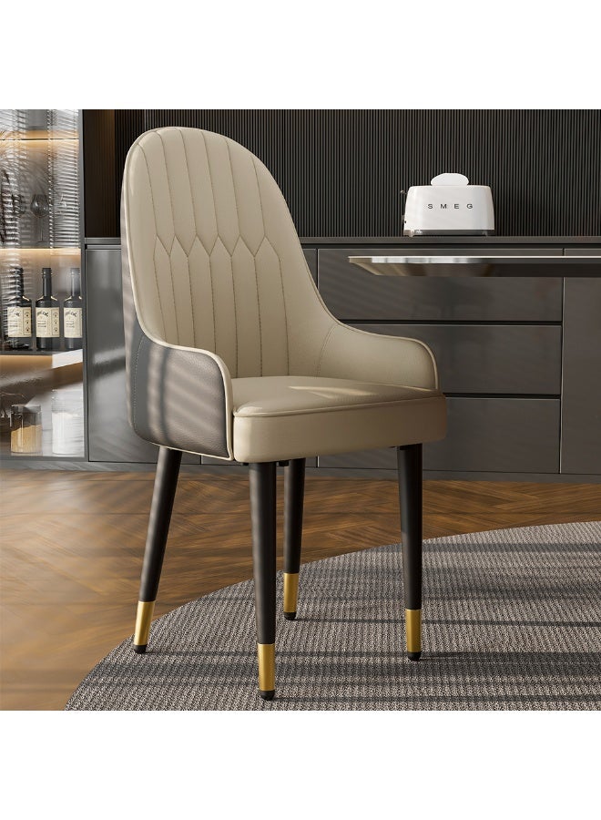 ويسفور مجموعة من 2 كراسي طعام جلدية: كراسي طعام مبطنة بجلد السيليكون من الألياف الدقيقة، أنيقة ومريحة، مقعد سميك، ظهر مرتفع، كرسي كبير للمطبخ وغرفة المعيشة، لون أبيض كريمي ورمادي - Image 2