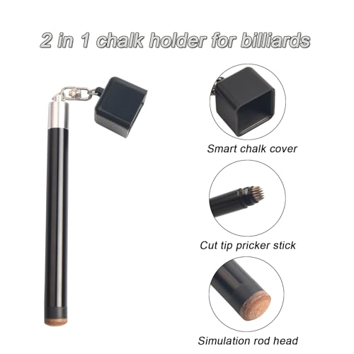 LAKE OF FIRE Square Pool Cue Chalk Holder – 2-in-1 Billiard Accessory with Pool Chalk Holder & Cue Tip Tool(Black) - Image 3