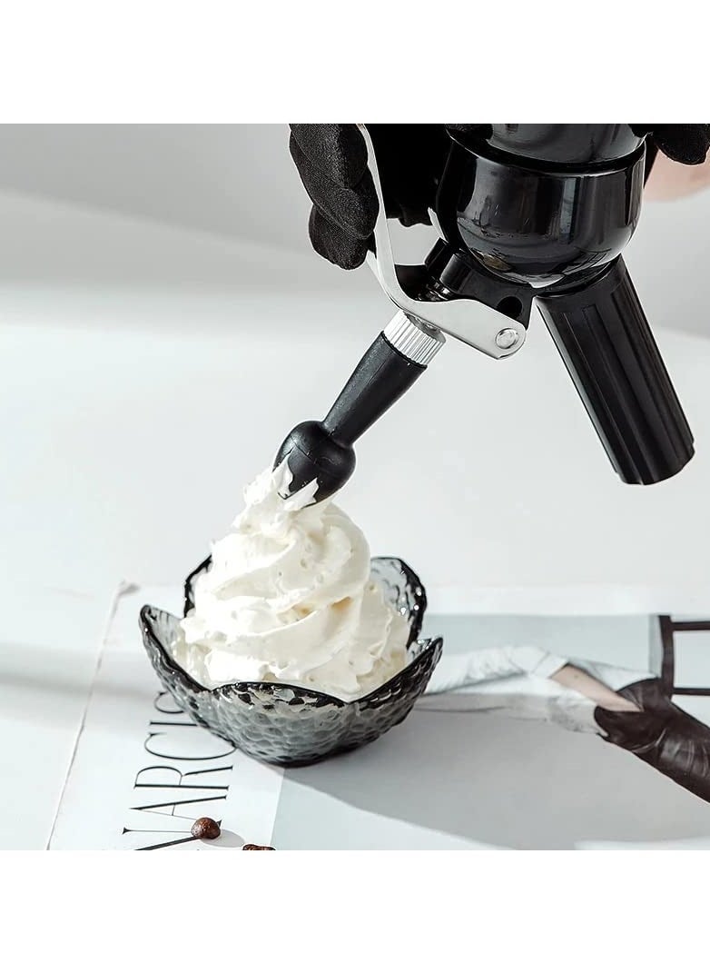 موزع الكريمة المخفوقة من الفولاذ المقاوم للصدأ، صانعة كريمة مخفوقة احترافية، خلاطة كريمة شهية تتضمن 3 فوهات تزيين طهي كبيرة 500 مل - Image 2
