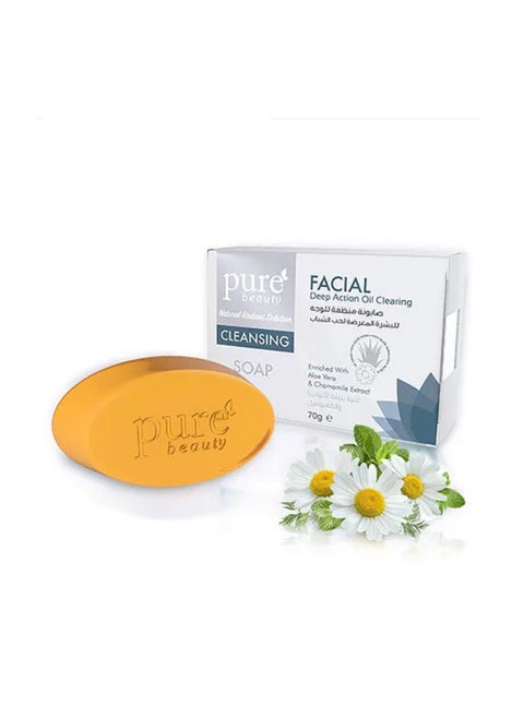 Facial Cleansing Soap: Deep Action Oil Cleansing Enriched with Aloe Vera & Chamomile Extract 70g