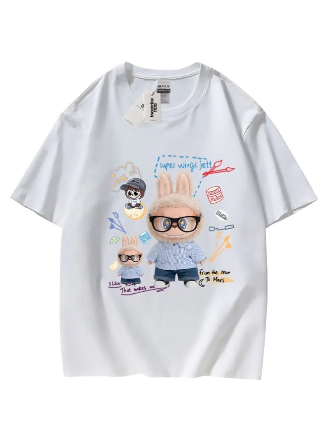 عام الخنفساء الكرتون الطرفية قصيرة الأكمام الأزواج الرجال والنساء القطن الخالص كل مباراة بلايز عادية تي شيرت لطيف - Image 1