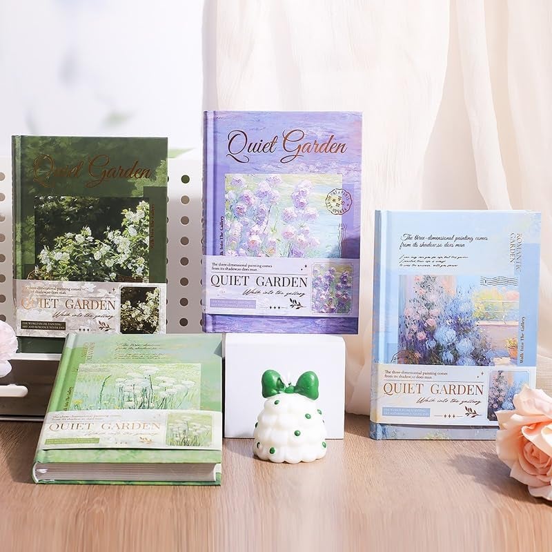 SWOPPERRY Korean Stationery Mini Transparent 3-Hole Binder Spiral Diary Notebook – Cute Kawaii Portable Journal Notebook Agenda for Girls & Students (80+ Pages) (quite garden c) - Image 1