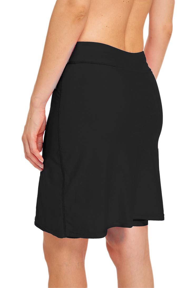 Micosuza Womens Skirted Swim Short Sun Protective UPF 50+ Swimming Bottom with Attached Skirt Black - Image 5