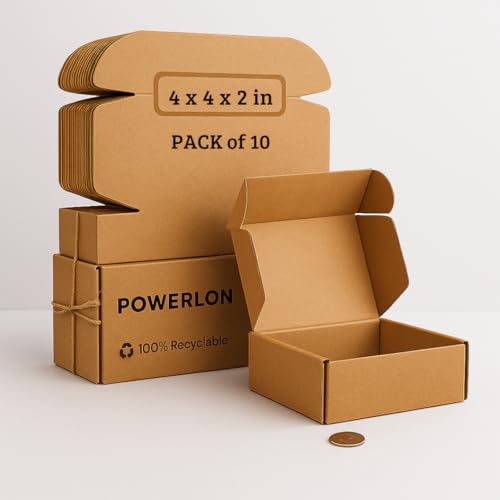 POWERLON 3 Ply BROWN Flap Corrugated Packaging Box, Size 4X4X2 Inches Paper Cardboard for Secure Shipping | Durable & Eco-Friendly Packaging Inches Pack of 10 - Image 1