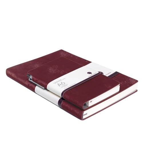 COMMA | Velvet Series Combo | A5 & A6 Size with Pen | Flexible Bound Notebook | 200 Pages | 100gsm Natural Shade Paper | Velvet PU Cover with Edge Colour - Maroon - Image 2