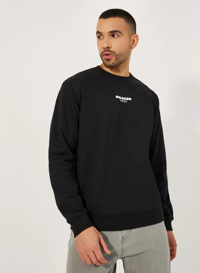 Styli Relaxed Fit Puff Print Fleece Sweatshirt