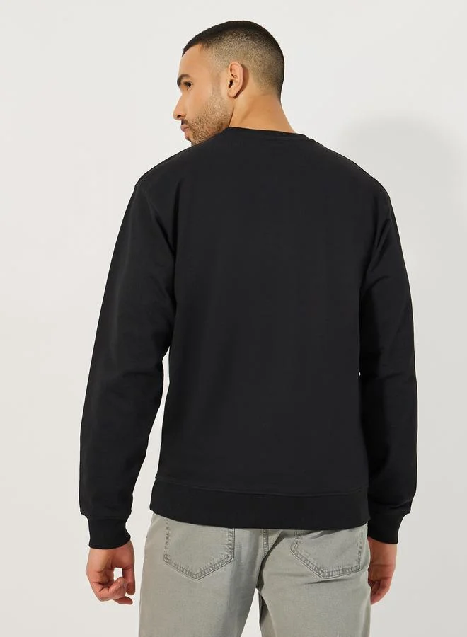 Styli Relaxed Fit Puff Print Fleece Sweatshirt