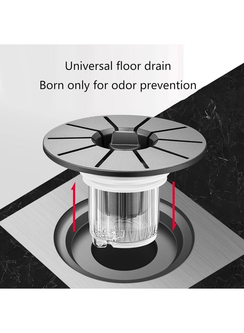 SOLARAE فلتر تصريف 2 حزمة، سلة فلتر قابلة للإزالة، خالية من الروائح، سدادة حوض الحمام العالمية، مناسبة للمنزل، الفنادق، دورات المياه العامة (رمادي، فضي لامع) - Image 2