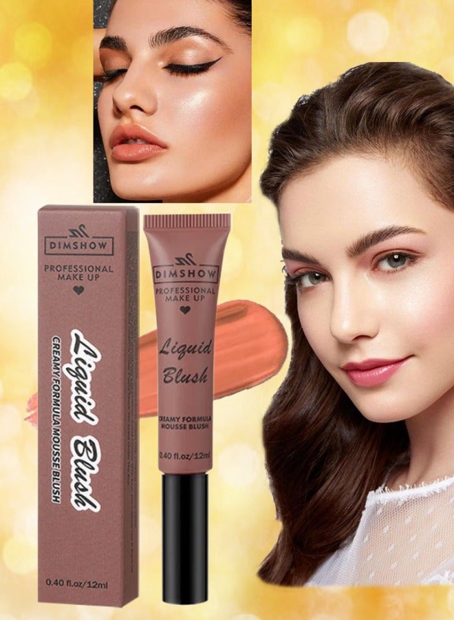 DIMSHOW Liquid Blush Creamy Formula Mousse Blush Creamy Liquid Matte Finish Blusher Face Beauty Makeup Liquid Tinted Mousse Blush Eyeshadow and Lipstick Long Wearing Moisturizing Blush 05 - Image 1