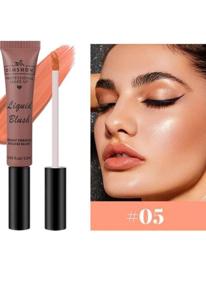 DIMSHOW Liquid Blush Creamy Formula Mousse Blush Creamy Liquid Matte Finish Blusher Face Beauty Makeup Liquid Tinted Mousse Blush Eyeshadow and Lipstick Long Wearing Moisturizing Blush 05 - Image 2