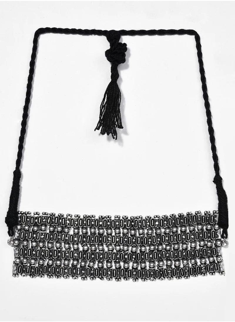 SOHI Black Contemporary Necklace