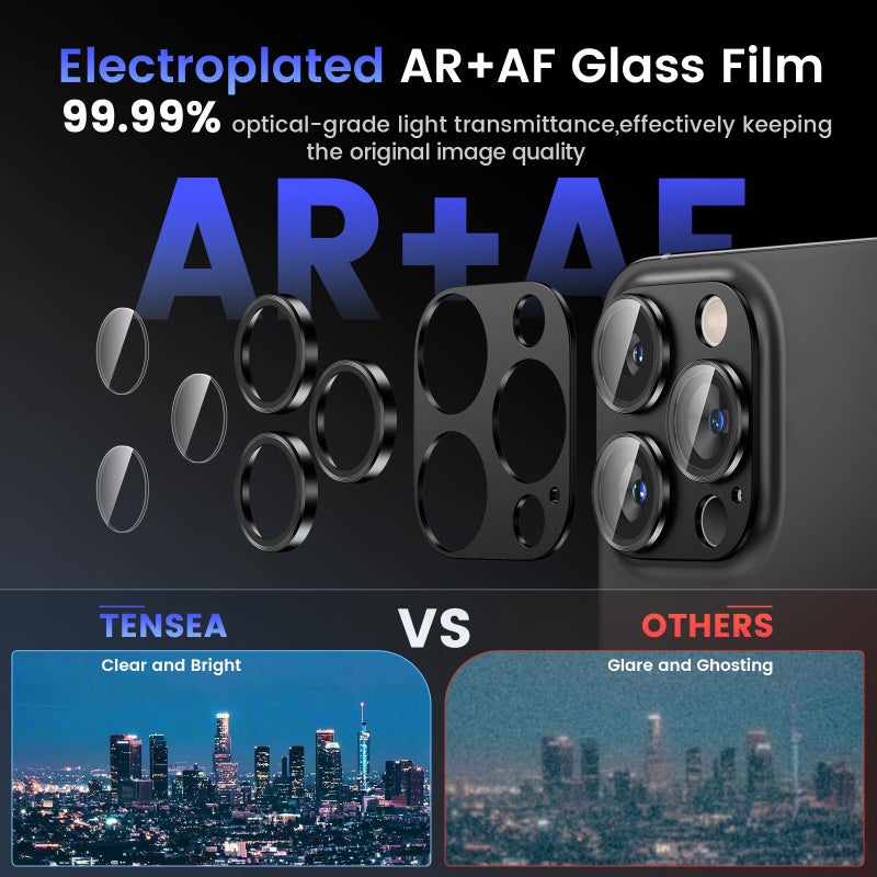 Tensea for iPhone 16 Pro/iPhone 16 Pro Max/iPhone 15 Pro/iPhone 15 Pro Max Camera Lens Protector, Metal Aluminum Alloy Tempered Glass Cover Camera Screen Protector Accessories, Case Friendly - Image 3