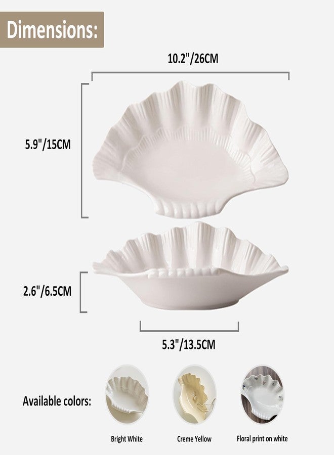 Samchilderlan Seashell Ceramic Decorative Bowl Jewelry Dish Tray, Shell-shape Trinket Dish Ring Dish Jewelry Holder, Key Bowl Catch All Bowl for Beach Coastal Room Decor Beachy Party Wedding Shell Decor(White) - Image 5