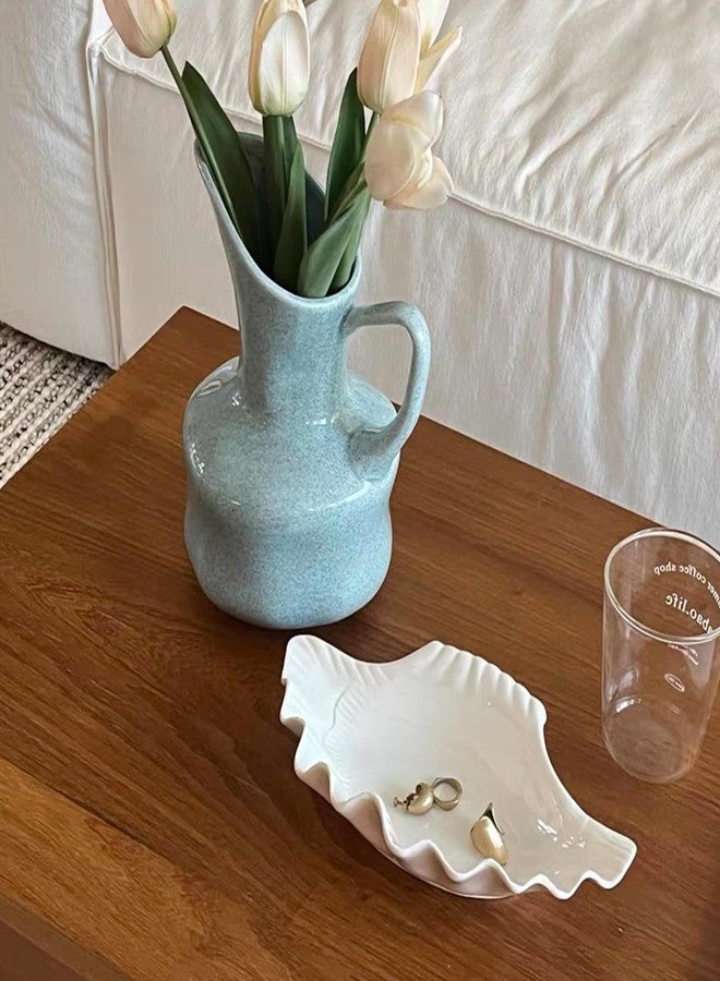 Samchilderlan Seashell Ceramic Decorative Bowl Jewelry Dish Tray, Shell-shape Trinket Dish Ring Dish Jewelry Holder, Key Bowl Catch All Bowl for Beach Coastal Room Decor Beachy Party Wedding Shell Decor(White) - Image 3