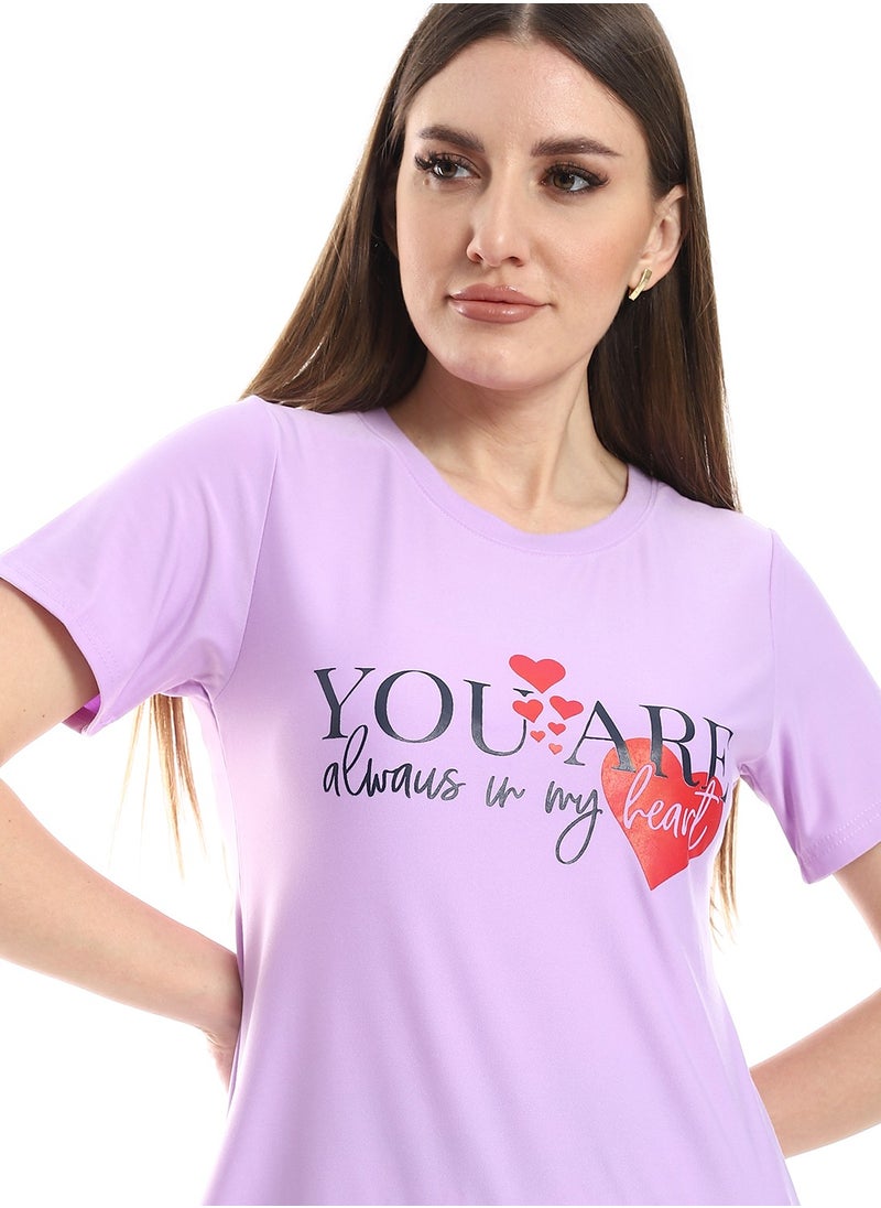 Caesar - Women Pajama Set With Half Sleeves And Printed Photo - Image 1