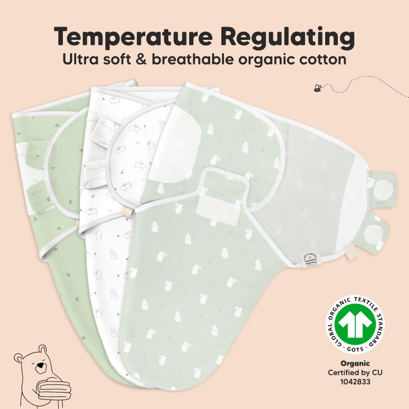 KeaBabies 3-Pack Organic Baby Swaddle Sleep Sacks - Swaddles for Newborns, Infant 3-6 Months, Baby Girls, Boys, Soft & Snug Newborn Sleep Sack, Nursery Swaddling Blankets (Bunnies, L) - Image 4