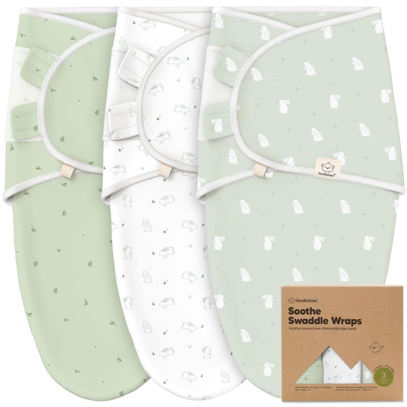 KeaBabies 3-Pack Organic Baby Swaddle Sleep Sacks - Swaddles for Newborns, Infant 3-6 Months, Baby Girls, Boys, Soft & Snug Newborn Sleep Sack, Nursery Swaddling Blankets (Bunnies, L) - Image 1