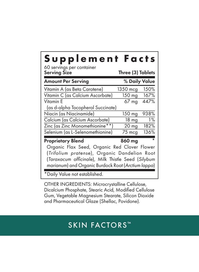MICHAEL'S Health Naturopathic Programs Skin Factors - 90 Vegetarian Tablets - Daily Formula for Youthful-Looking Skin - Ideal for Mild & Non-Cystic Acne - Kosher - 60 Servings - Image 2