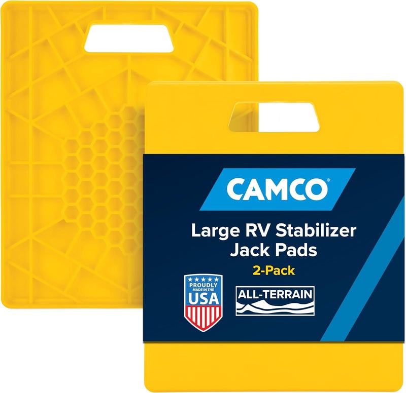 Camco Global simple assemble options 44541 Large RV Stabilizing Jack Pads Without Handle, Helps Prevent Jacks From Sinking, 14 Inch x 12 Inch Pad - 2 pack Sand resistant - Image 1