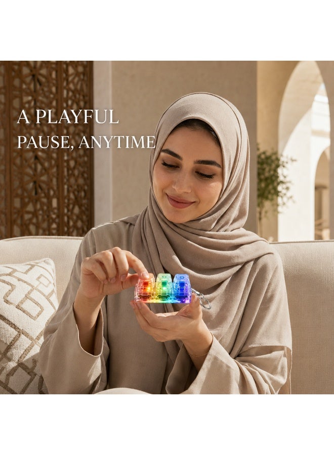 1 Pcs Light Up Rainbow Transparent Keyboard Key Fidget Keychain Toy, Pressable Stress Relief Sensory Toy for Kids Birthday Ramadan Eid Small Daily Gift Packaging - Image 5