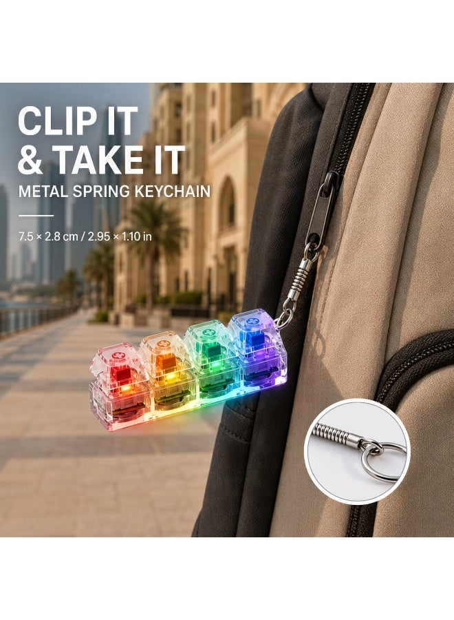 1 Pcs Light Up Rainbow Transparent Keyboard Key Fidget Keychain Toy, Pressable Stress Relief Sensory Toy for Kids Birthday Ramadan Eid Small Daily Gift Packaging - Image 4