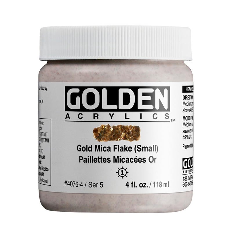 GOLDEN Heavy Body Acrylics, Gold Mica Flake Small, 4 fl. oz. Jar, Professional Acrylic Paint - Image 1