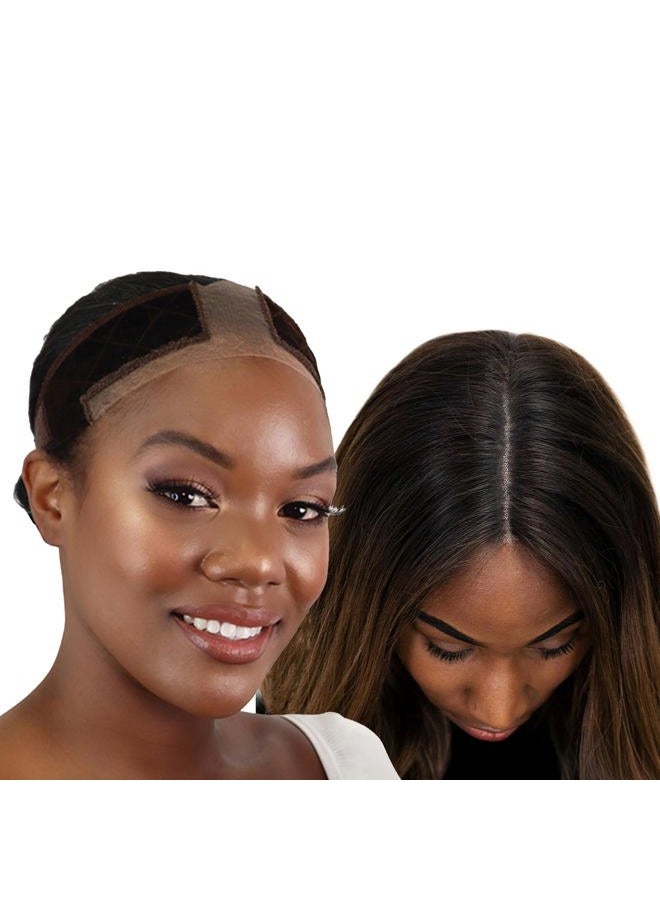 MILANO COLLECTION Wigrip, Premium Lace Wig Band for Women, Fully Adjustable & Reinforced Lace Wig Grip Band by Hairline, Comfortable and Secure Glueless Velvet Headband, Chocolate Brown, 2 Pack - Image 1