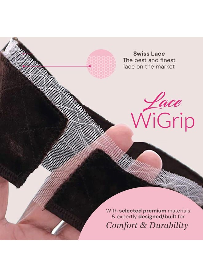 MILANO COLLECTION Wigrip, Premium Lace Wig Band for Women, Fully Adjustable & Reinforced Lace Wig Grip Band by Hairline, Comfortable and Secure Glueless Velvet Headband, Chocolate Brown, 2 Pack - Image 2