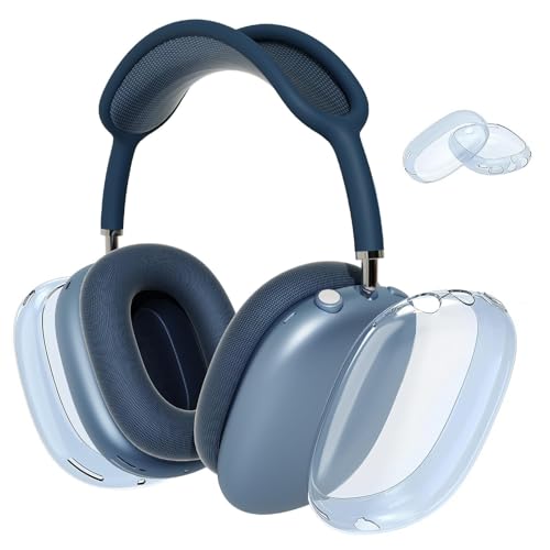 MOLOPPO Transparent Blue Case for AirPods Max 2/1 (2026/2024/2020)(USB-C/Lightning), Soft TPU Protective Cover, Anti-Scratch Colored Skin Accessories, Slim Fit Design - Image 1