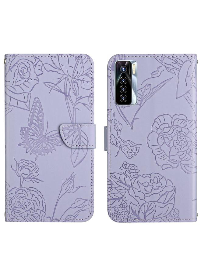 erorex Case For Tecno Camon 17 Pro HT03 Skin Feel Butterfly Embossed Flip Leather Phone Case - Image 1