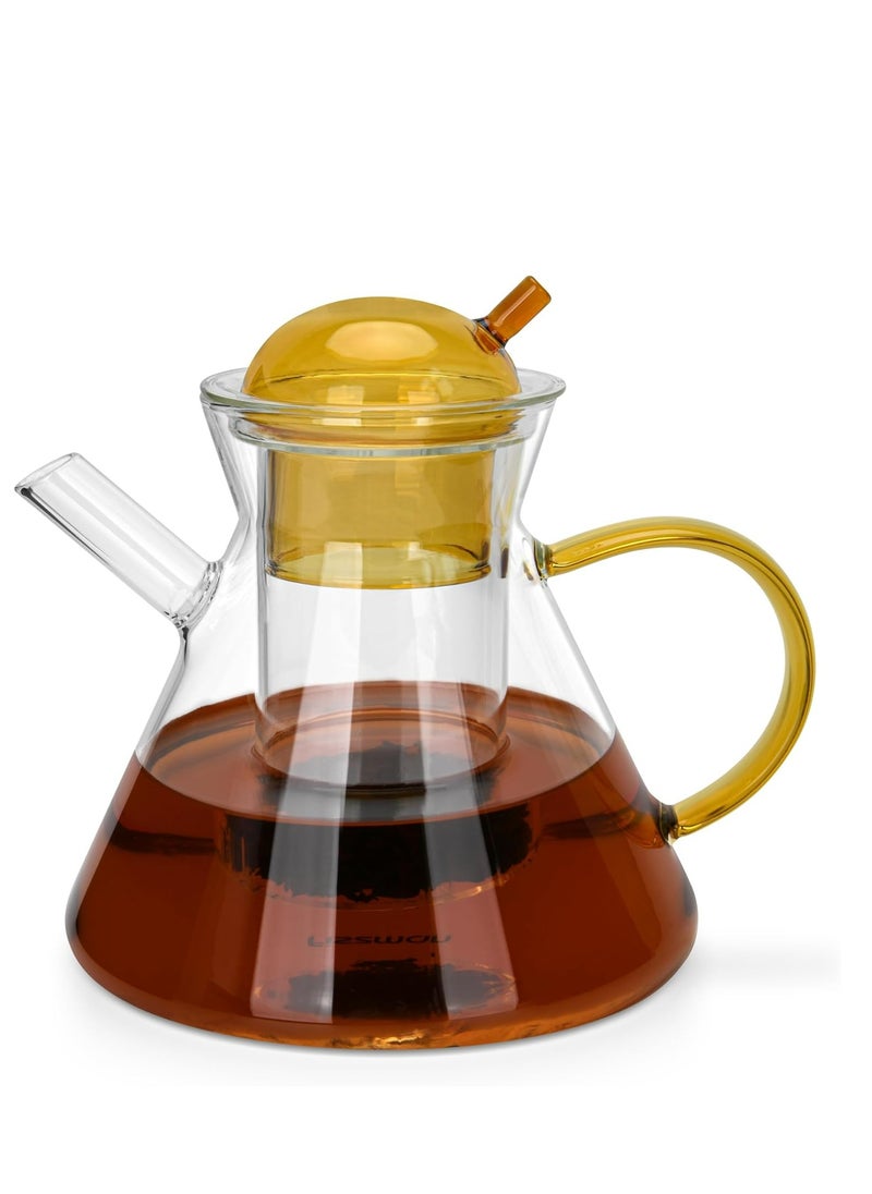 Fissman Glass Tea Pot with Glass Filter 950mL, Borosilicate Glass Tea Pot Infuser, Great For Loose Leaf Tea, Blooming Tea, Tea Bags & Fruit Infused Water  - Image 1