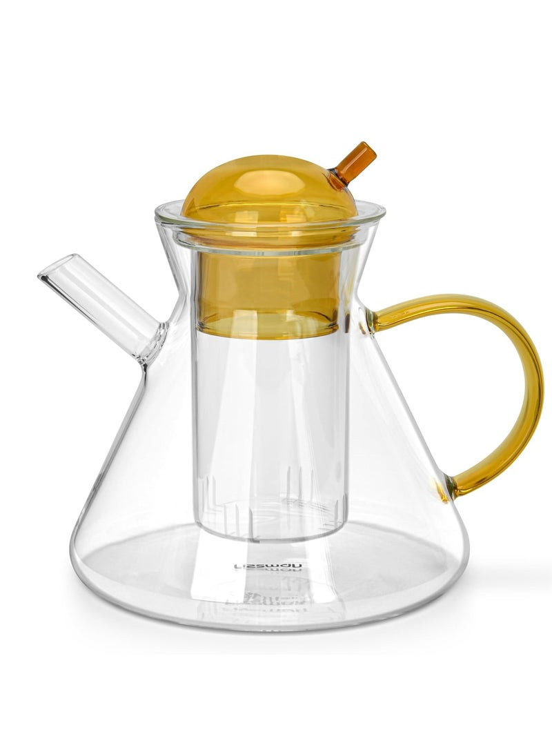 Fissman Glass Tea Pot with Glass Filter 950mL, Borosilicate Glass Tea Pot Infuser, Great For Loose Leaf Tea, Blooming Tea, Tea Bags & Fruit Infused Water  - Image 2