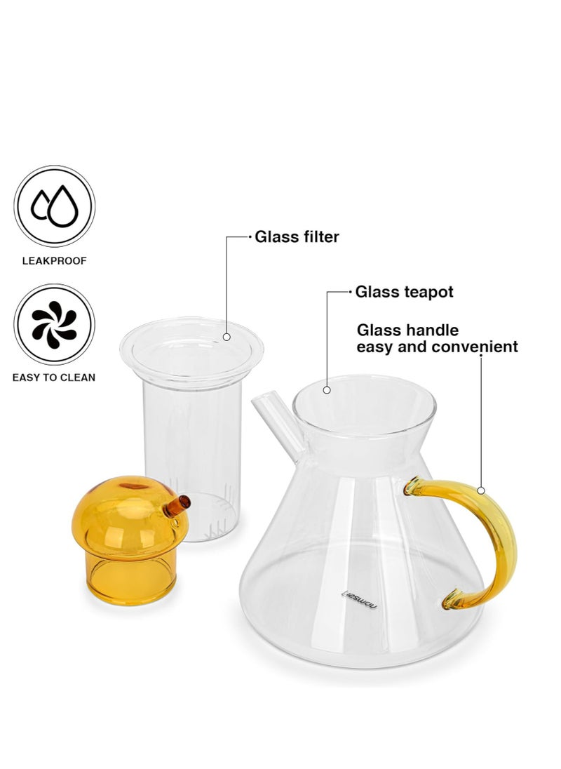 Fissman Glass Tea Pot with Glass Filter 950mL, Borosilicate Glass Tea Pot Infuser, Great For Loose Leaf Tea, Blooming Tea, Tea Bags & Fruit Infused Water  - Image 4