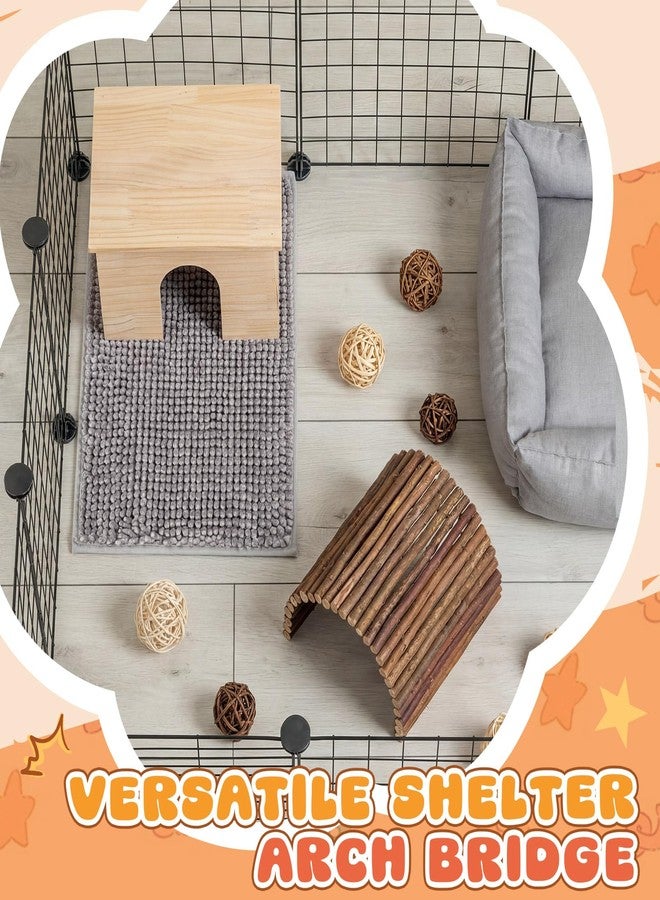 Sonwyoung 9 Pcs Wood House Guinea Pigs Hut Hideout with Rolling Chew Toys for Small Animals Accessories, Toys, and Supplies Guinea Pig Liner Washable Cage Liner Guineapig Habitat Cage Accessories - Image 4