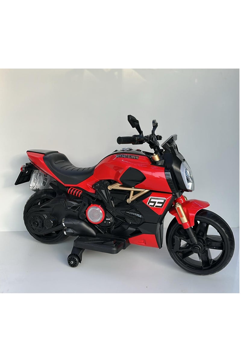 Super Toy Kids Electric Sports Ride-On Bike – 12V, Red & Black - Image 1