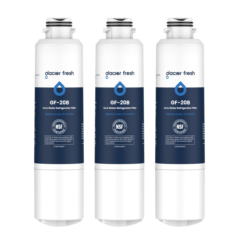 GLACIER FRESH فلتر مياه ثلاجة GLACIER FRESH متوافق مع سامسونج DA29-00020B، DA29-00020A/B، DA29-00020B-1، HAF-CIN/EXP، 46-9101، RF4267HARS لثلاجة الأبواب الفرنسية (3 عبوات) - Image 1