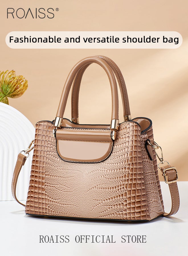 roaiss Crocodile Pattern Satchel for Women Large Capacity Light Luxury Crossbody Bag Ladies Elegant Handbag with Comfortable Handle and Hardware Parts - Image 5