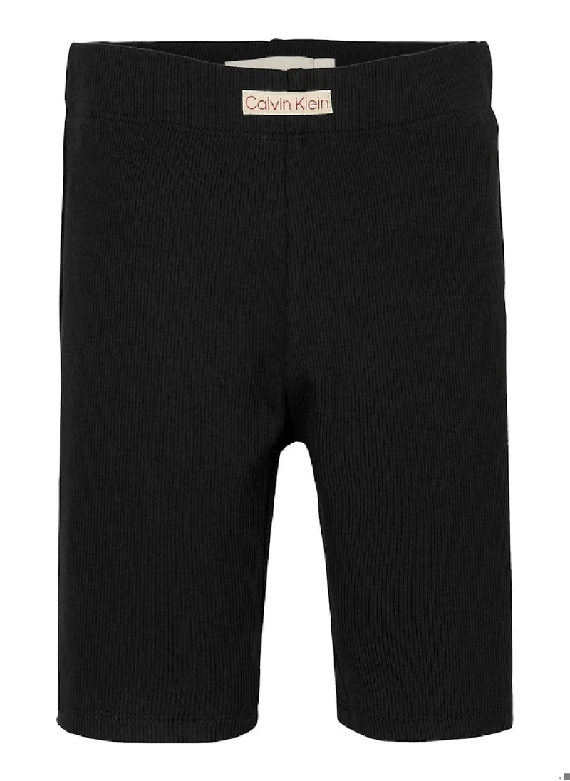 Calvin Klein Jeans Girls' Skinny Ribbed Cycling Shorts - Cotton, Black