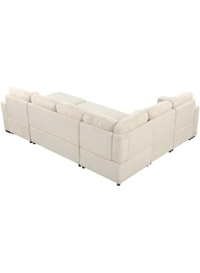 Comfynest Oversized U-Shape Sleeper Sectional Sofa with Storage Chaise – Convertible Modular Couch with Pull-Out Bed (Grey, Right Chaise)  - Image 5