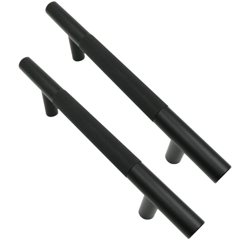 Matte Black Aluminum Alloy Cabinet Handles 128mm Hole Spacing Modern Minimalist Drawer Knobs 2pcs - Image 2