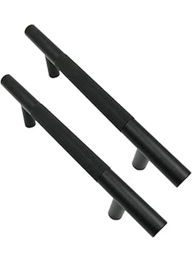 Matte Black Aluminum Alloy Cabinet Handles 128mm Hole Spacing Modern Minimalist Drawer Knobs 2pcs - Image 1