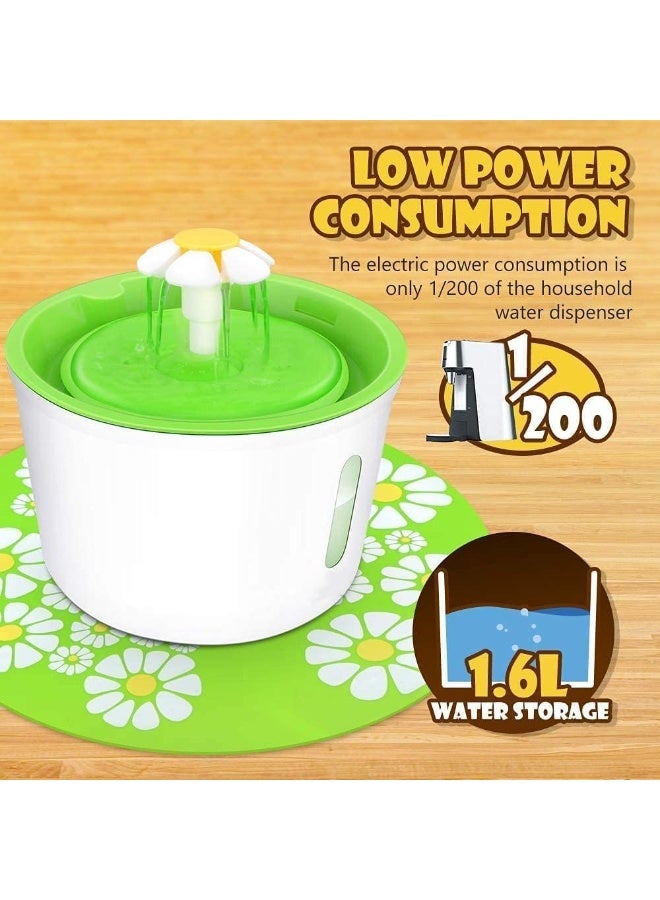 Coodipet Flower Fountain with Triple Action Filter, Cat Drinking Water Fountain, 1.6 L, Green - Image 4