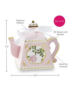 Kate Aspen Kate Aspen, Tea Time Whimsy Collection, Teapot Tea Party Favor Box (Set of 24), One Size, Pink & Gold Foil (28592PK)  - Image 5