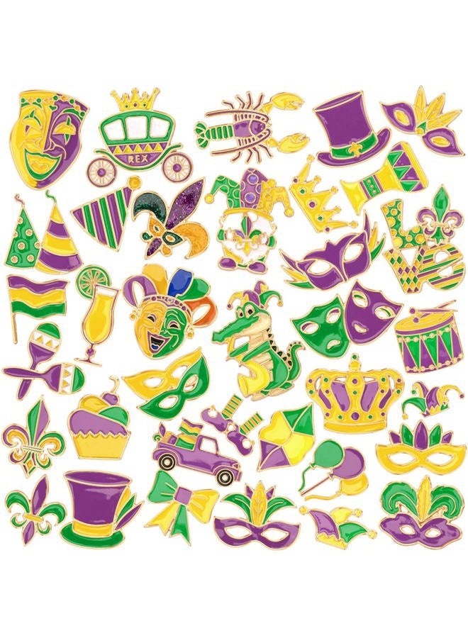 DTOFOOT 36 PCS Mardi Gras Enamel Brooch for Hats Parade Throws Label Badges for Women Girls DIY Brooch Pins for Clothes Bags Backpack Jewelry Hat Jacket Decoration - Image 1