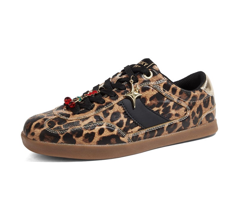 LUCKY STEP Women Classic Retro Sneakers Fashion Gum Sole Casual Faux Leather Walking Shoes Anti Slip Comfortable Tennis Trainers(Leopard,9) - Image 3